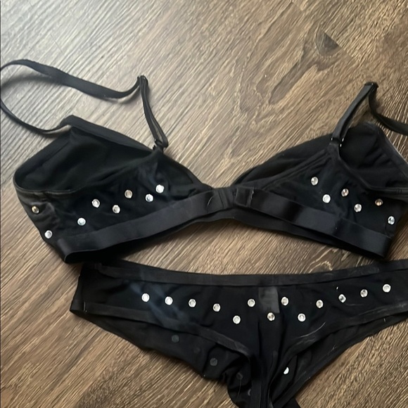 Parade Black Sheer Bralette and Panty Set with Silver Accents size medium - Picture 6 of 8
